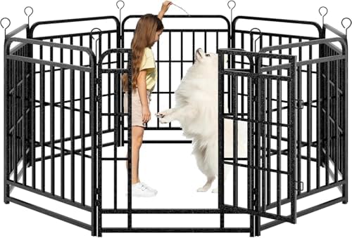 Kfvigoho Heavy Duty Dog Fence Outdoor 8 Steel Panels 32" Height by Committedtobetterpetlife