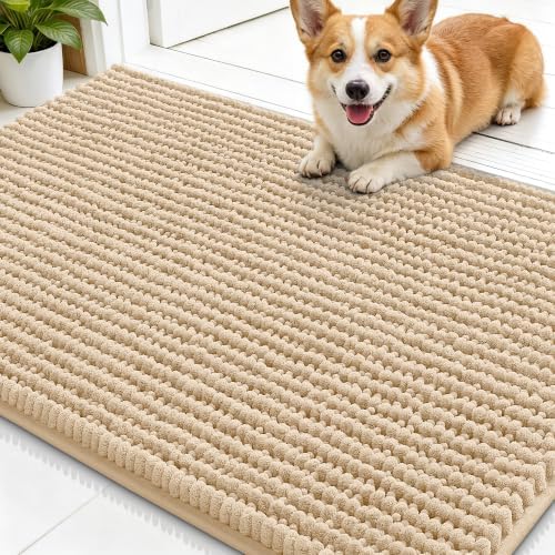 Smiry Dog Door Mat for Muddy Paws 30x20, Ultra Absorbent Chenille Doormat by Smiry