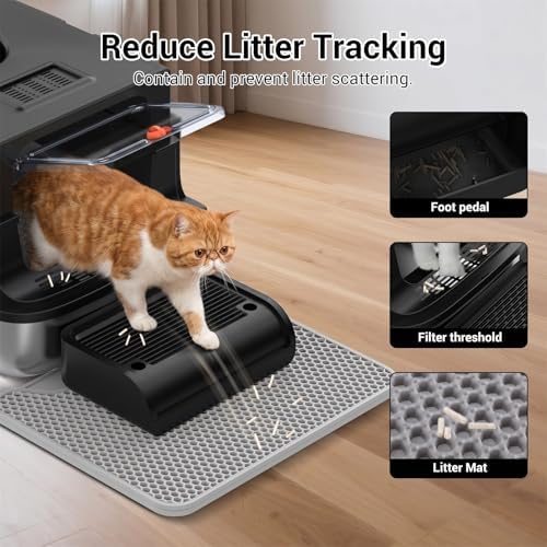 Large Cat Litter Box Front Entry Top Exit Kitty Litter Box Black - Image 3