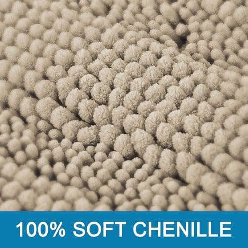 H.VERSAILTEX Bath Mats for Bathroom Non Slip Thick Chenille Striped Bath Rug - Image 3