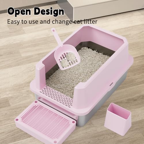 RIZZARI Stainless Semi-Closed Litter Box: High-Sided Open - Image 4