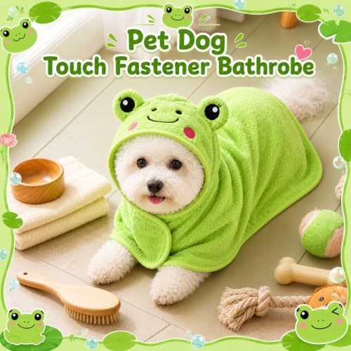 Cuffbow Frog Hooded Dog Bath Towel Robe - Image 6