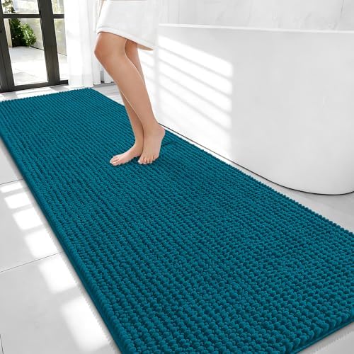 OLANLY Thick Chenille Bathroom Runner Rugs Mats 70x24, Peacock Blue by OLANLY
