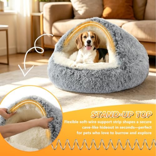 NOYAL Hooded Donut Bed, Calming Cave - Image 6
