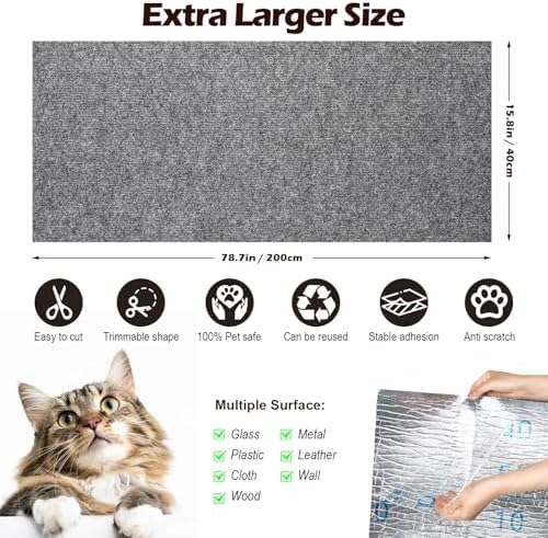 Cat Scratch Furniture Protector, 78.7"x15.8" Cat Scratch Pad - Image 2