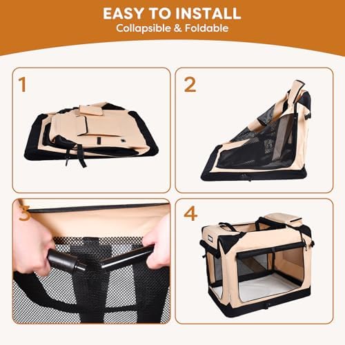 JESPET 3 Door Portable Collapsible Soft Dog Crate Carrier - Image 4