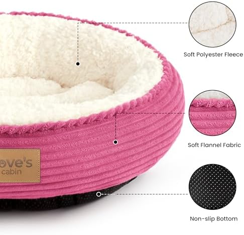 Love's cabin Round Donut Cat and Dog Cushion Bed, 20in Pet Bed - Image 2