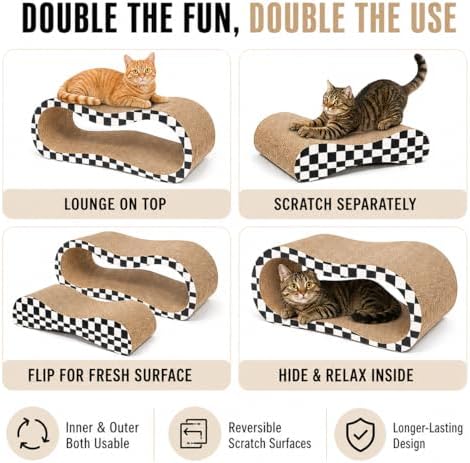 2 in 1 Large Cardboard Cat Scratcher Lounger, Cat Scratching Board - Image 6