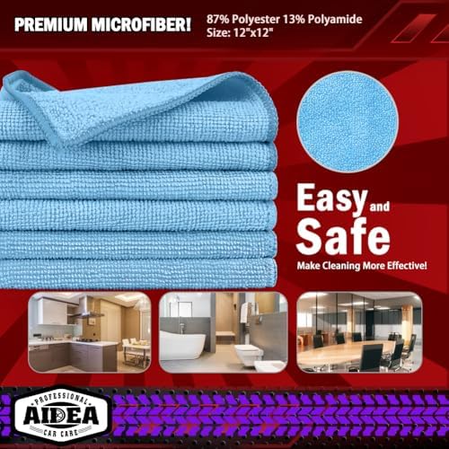 AIDEA Microfiber Cleaning Cloth Blue 20PK, Cleaning Rags 12×12" - Image 6