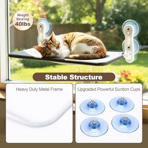Renter Friendly Cat Shelves, Cat Window Perch Hammock Bed - Image 4