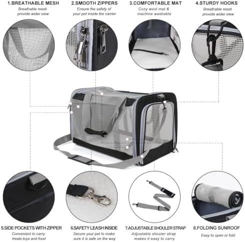 Pet Carrier for Large Cats of 20 Lbs, Collapsible Carrier Bag for Big Cat or 2 - Image 4