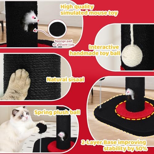 Tall Cat Scratching Post for Indoor Cats, Sisal Scratching Post - Image 3