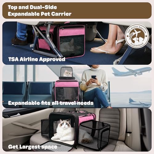 Top and 2 Sides Expandable Cat Carrier 18x11x11 TSA Airline Approved - Image 2