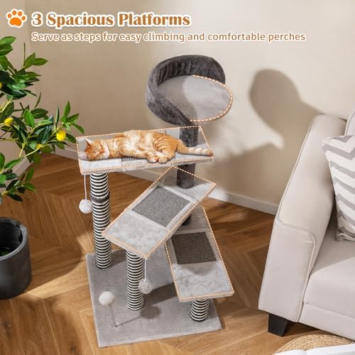 PETSITE 37-inch Small Cat Tree for Elder Cats, Modern Cat Tree Tower - Image 4
