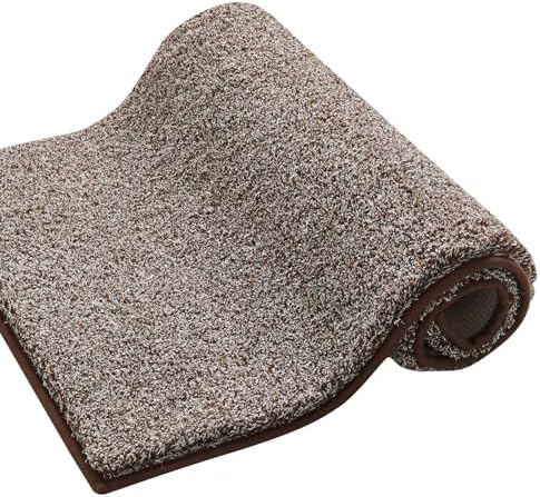 CozeCube Melange Brown Shaggy Bath Mat 24"x16" Non Slip Washable Rug by CozeCube