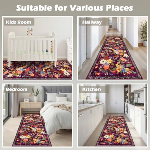 Purple Hallway Runner Rug 2x6 for Kitchen Bathroom - Image 4