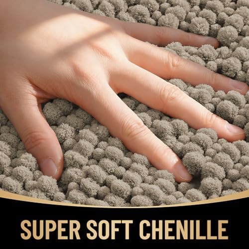 OLANLY Thick Chenille Absorbent Bathroom Rugs Mat 30x20, Warm Taupe - Image 2