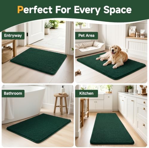 Ophanie Green Bathroom Rugs 48x24, Soft Chenille Bath Mat, Non Slip Absorbent - Image 7