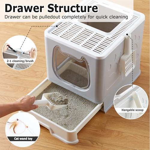 Gefryco Cat Litter Box with Lid, Top Entry Kitten Litter Box with Controlled - Image 3
