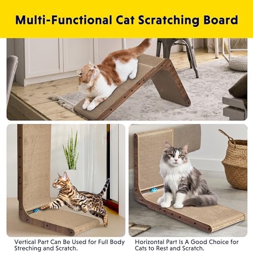 Cat Scratcher with Cat Toys Ball Track, Build-in Ball, L-Shaped Scratcher - Image 5