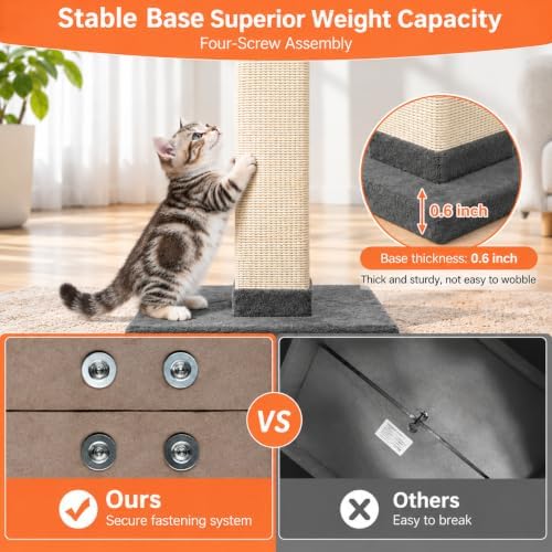 Cat Scratching Post 33 Inch Nature Sisal Scratch Post - Image 5