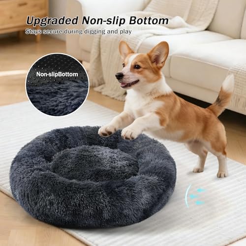 NOYAL Donut Dog Bed for Small Medium Pets, Plush Calming Faux Fur - Image 3