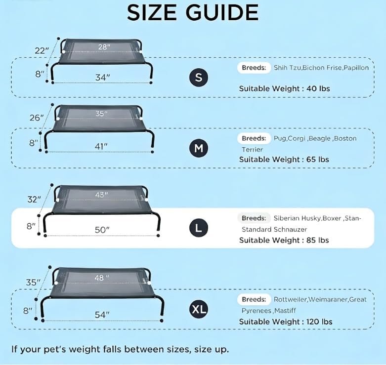 50" Lx32 Wx8 H Cooling Elevated Dog Bed - Image 4