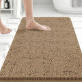 Bcoimo Bath Rug Mat, 44x24 Chenille Non Slip Tan Long Bathroom Runner Rugs by Bcoimo