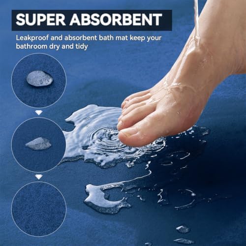MontVoo -Bath Mat Rug-Rubber Backing Non Slip Quick Dry Absorbent Thin Bathroom - Image 2