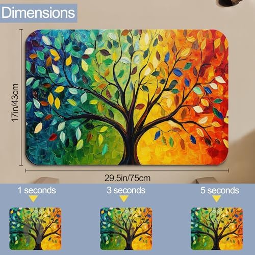 Tree of Life Bath Mat, Fast Drying Colorful Leaf Bathmats - Image 2