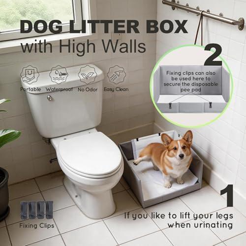HQ4US 4LEGS Dog Litter Box Indoor High Walls, Puppy Pee Pad Holder Foldable - Image 2