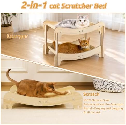 Sisal Cat Scratchers for Indoor Cats, Cat Bed, 23.6 in-Double Layer - Image 4