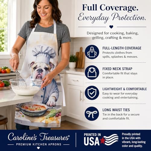 Caroline's Treasures English Bulldog The Chef Apron Cooking Kitchen Server - Image 4