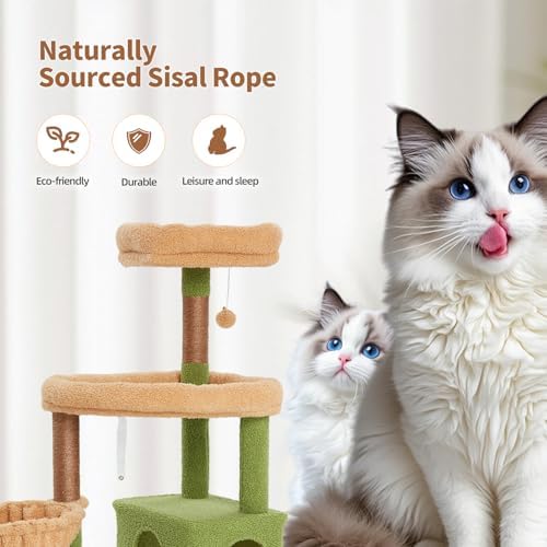 67-Inch Cat Tree with Bed, Observation Deck, Plush Platform & Toy Ball - Image 4