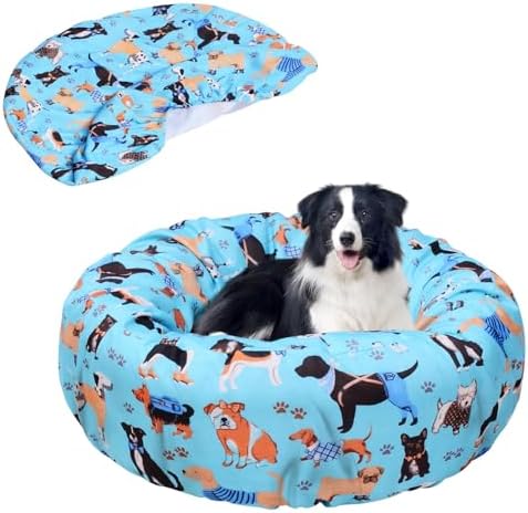 Round Replacement Dog Bed Cover Elastic Edged Washable 30×9.8 Inch by Hoopttay