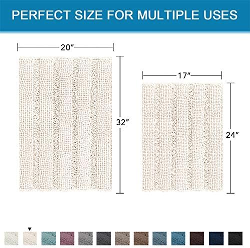 H.VERSAILTEX Ivory Bath Mat Bath Rugs, Extra Thick Striped Bath Rugs - Image 2