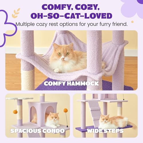 MWPO Flower Large Cat Tree, 70.1-Inch Multi-Level Tall Cat Tower - Image 5