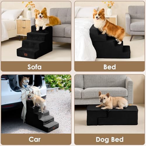 EHEYCIGA Dog Stairs for Small Dogs 13.5" H, 3-Step Dog Steps for Cats - Image 7