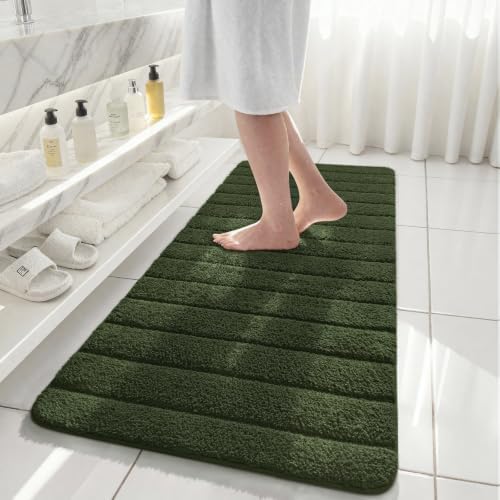 AROGAN Luxury Long Bathroom Runner Rugs 24x60 Inch Bath Rug, Olive Green - Image 3