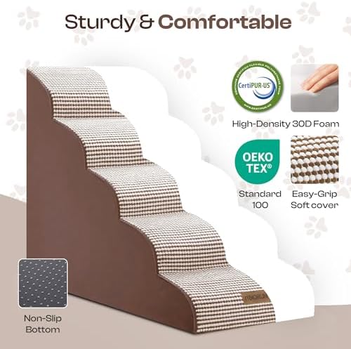 Miorun Dog Stairs for High Beds, 24.5" Foam Pet Ramp Step for Small Dogs - Image 2