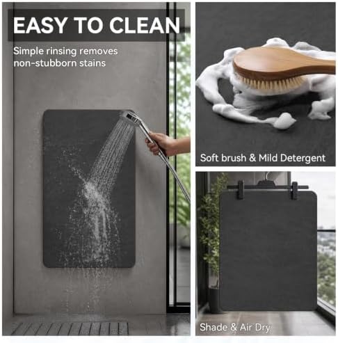 MontVoo -Bath Mat-Rubber Backing Non Slip Quick Dry Absorbent Thin Bathroom - Image 6