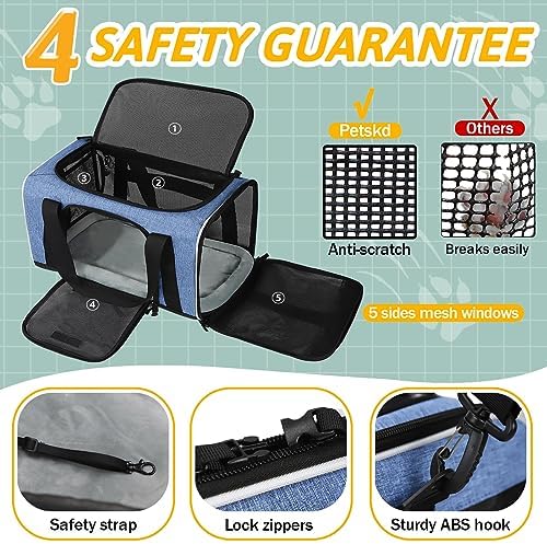 Petskd Small Pet Carrier 17" L x 11" W x 9.5" H Airline Approved - Image 5