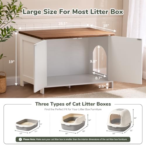 Hidden Cat Litter Box Enclosure Furniture, Dog Proof Kitty Washroom Cabinet - Image 2