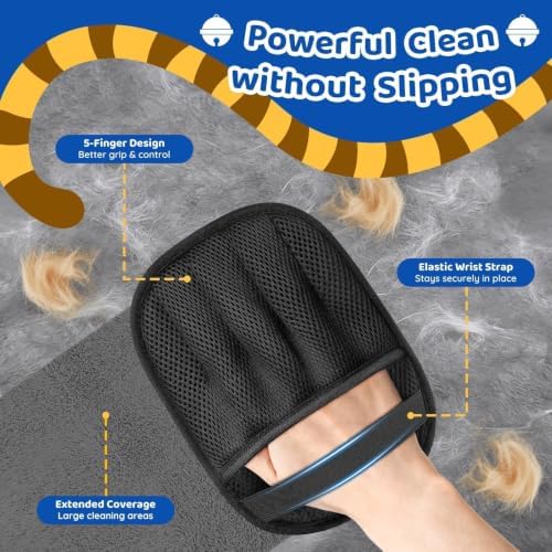 Pet Hair Removal Glove for Dogs & Cats, 2 Packs Five-Finger Grip - Image 3