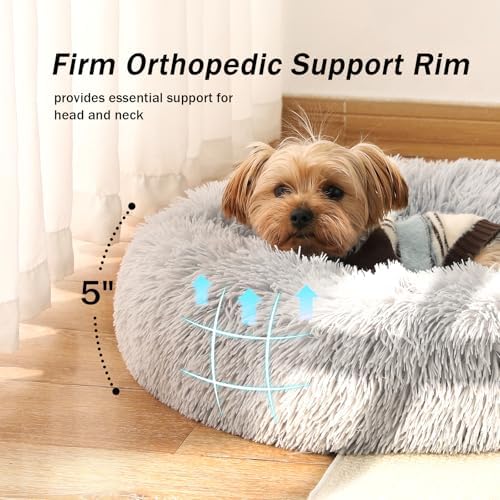 NOYAL Donut Dog Bed for Small Medium Pets, Plush Calming Faux Fur - Image 5