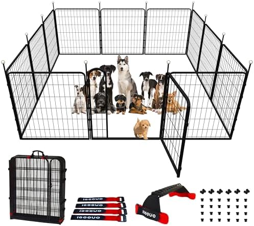 Dog Play Pen Indoors/Outdoor, 12 Panels Dogs Pen Play Pen by IGOOUO