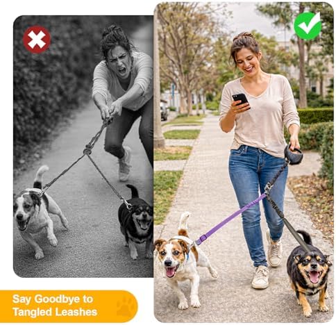Double Dog Leash for Two Dogs, Professional No Tangle 360° Swivel Coupler - Image 4