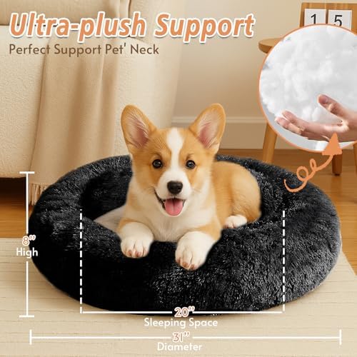 JOLLYVOGUE Dog Bed, Calming Anti-Anxiety Large Dog Bed, Fluffy Donut Cushion - Image 6
