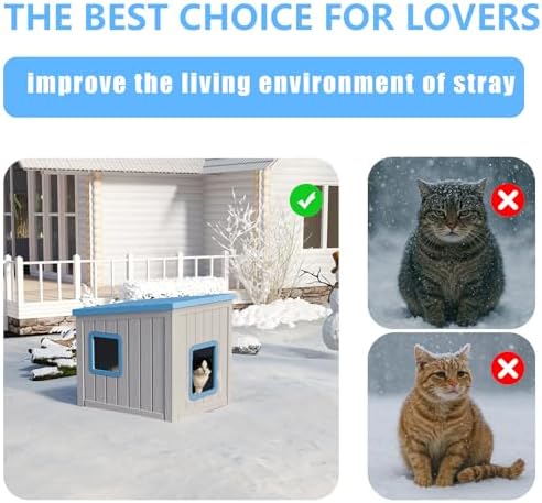 DRATO Outdoor Cat House Waterproof PP Material Feral Cat Shelter, Robust Sturdy - Image 6