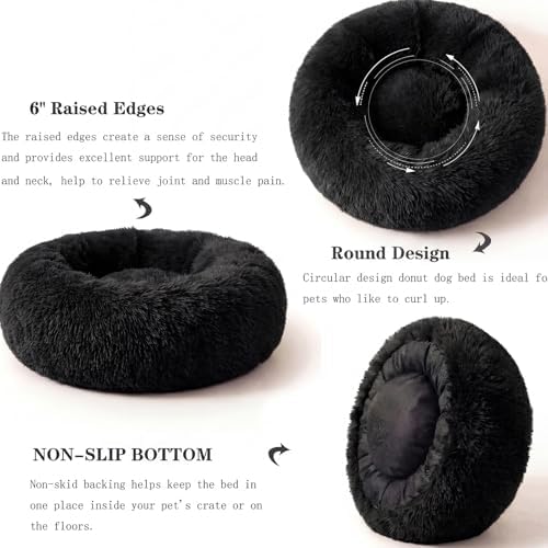 nononfish Puppy Beds for Small Dogs Washable 19" Black Calming and Anxiety Pet - Image 6